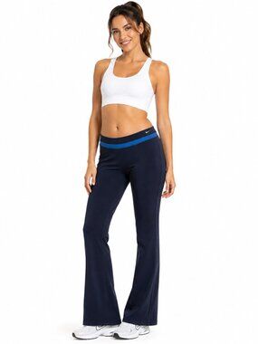 Nike Dri-FIT Navy Blue Workout Pants Flare Leg Athletic Yoga Sz L